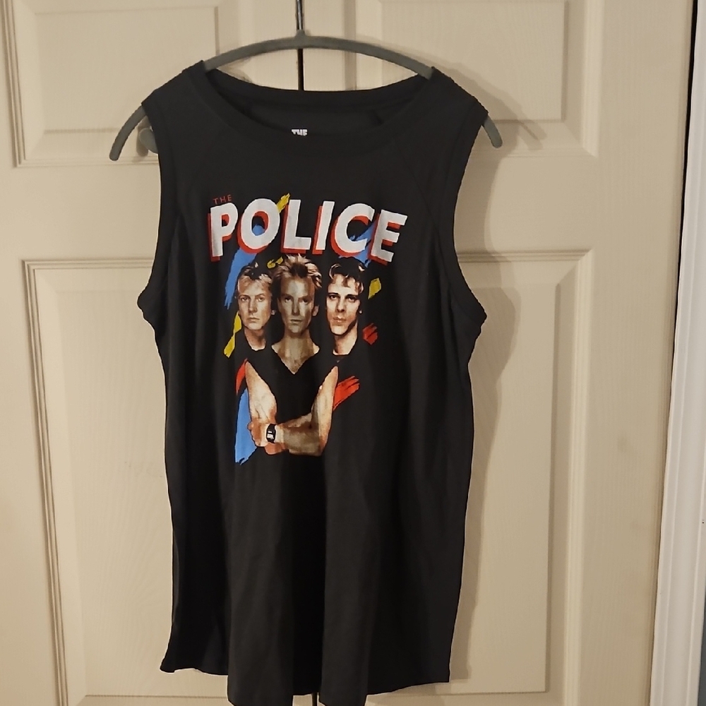 Torrid Black Muscle Tee with Red Police Graphic